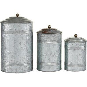 Metal Living Room Decorative Jars Galvanized Ribbed Decorative Container